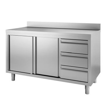 TOPLINE Arbeitsschrank 700 / 2 Schiebetüren, 3 Schubladen & Aufkantung B:2000