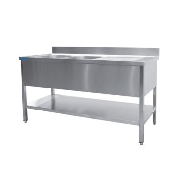 SARO Spültisch mit 2 Becken, links - 700 mm Tiefe, 1600mm