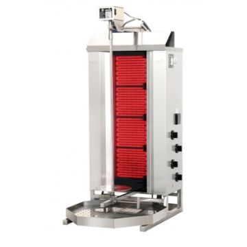 Potis CE4 Elektro Dönergrill, Ceran Gyrosgrill, 70kg Kapazität, 7,6kW 400V, Motor oben, Edelstahl Gastro