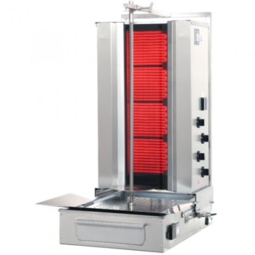 Potis F CE4 Elektro Dönergrill, Ceran Gyrosgrill, 70kg Kapazität, 7,6kW 400V, Motor unten, Edelstahl Gastro