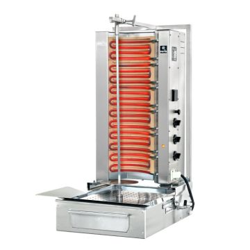 Potis F E3 Elektro Dönergrill, Gyrosgrill Motor unten, 50kg Kapazität, 9kW 400V, Edelstahl Gastro